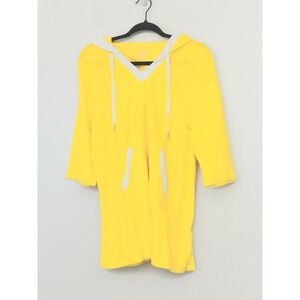 Cuddl Duds Tunic Women's Size Medium Sun Terry Hooded Night Yellow Pullover NEW